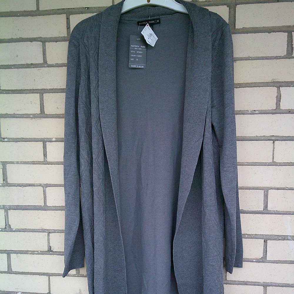 Heather Gray Long Sleeve Open Front Knit Cardigan